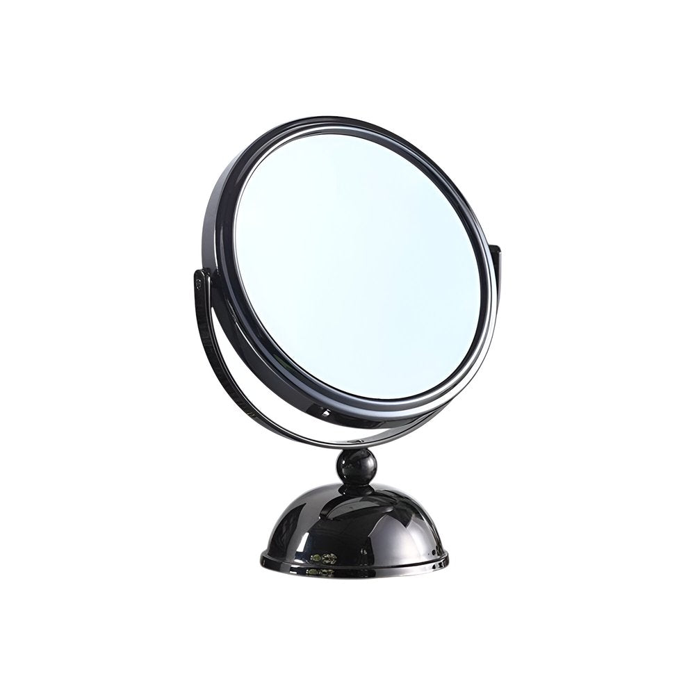 Black Round Metal Framed Makeup Shaving Tabletop Mirror - 9-inch
