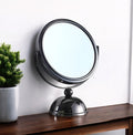 Black Round Metal Framed Makeup Shaving Tabletop Mirror - 9-inch