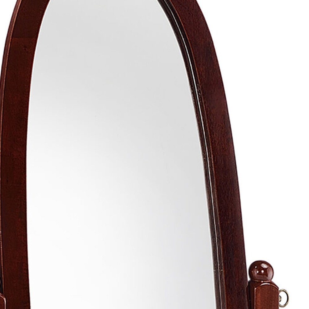 Brown Cherry Oval Framed Cheval Standing Mirror - 59-inch