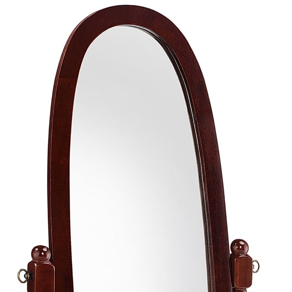 Brown Cherry Oval Framed Cheval Standing Mirror - 59-inch