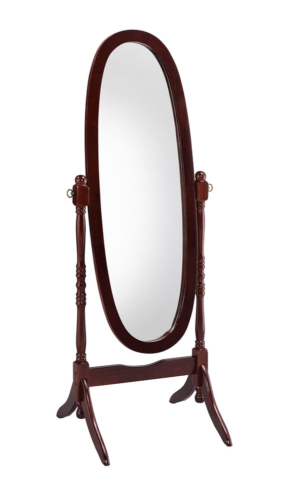 Brown Cherry Oval Framed Cheval Standing Mirror - 59-inch