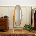Natural Wood Oval Freestanding Tilting Framed Cheval Mirror - 59-inch