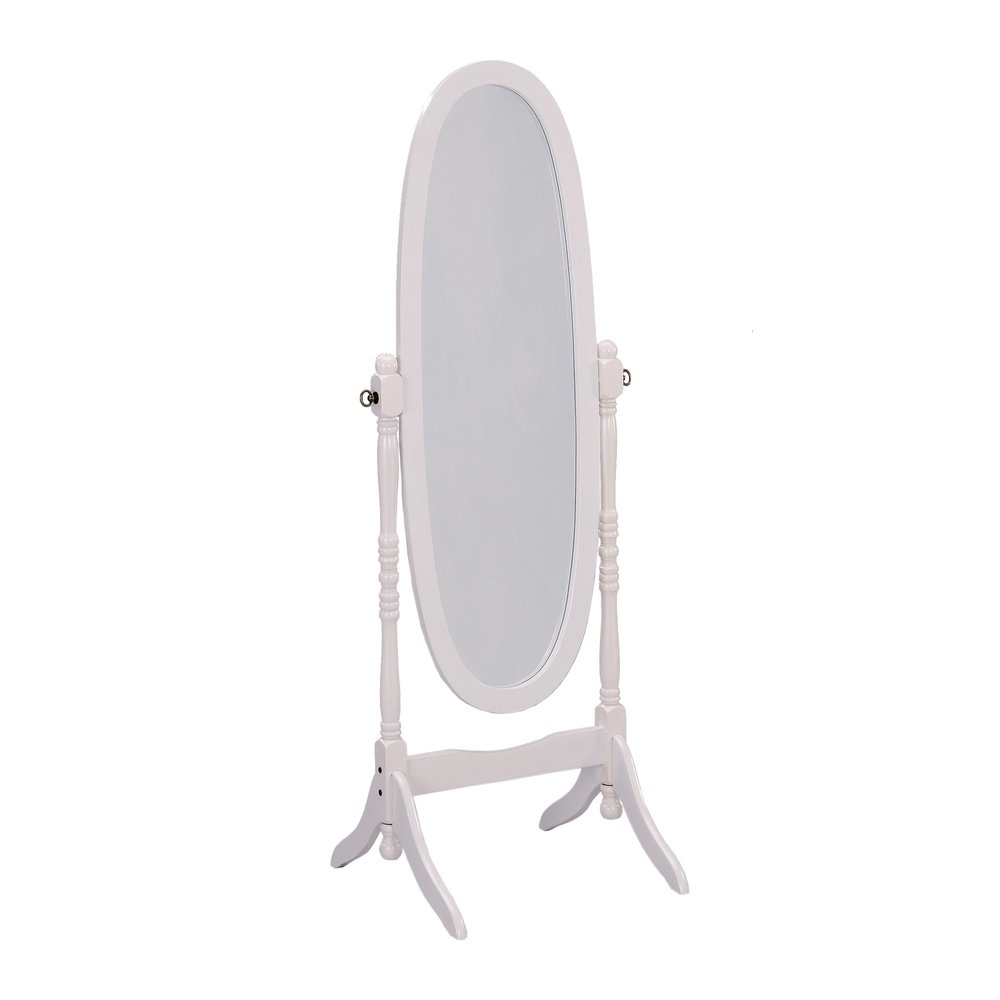 Natural Wood Oval Freestanding Tilting Framed Cheval Mirror - 59-inch