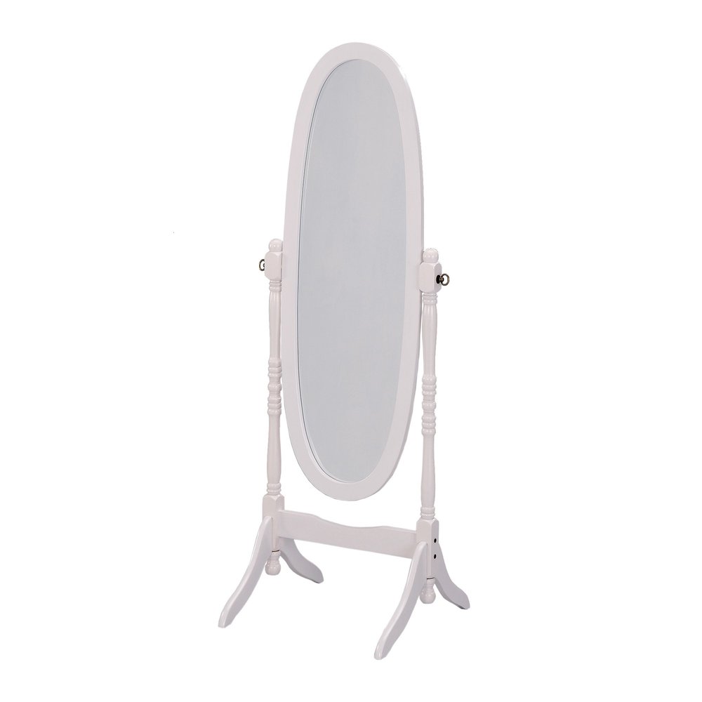 Natural Wood Oval Freestanding Tilting Framed Cheval Mirror - 59-inch