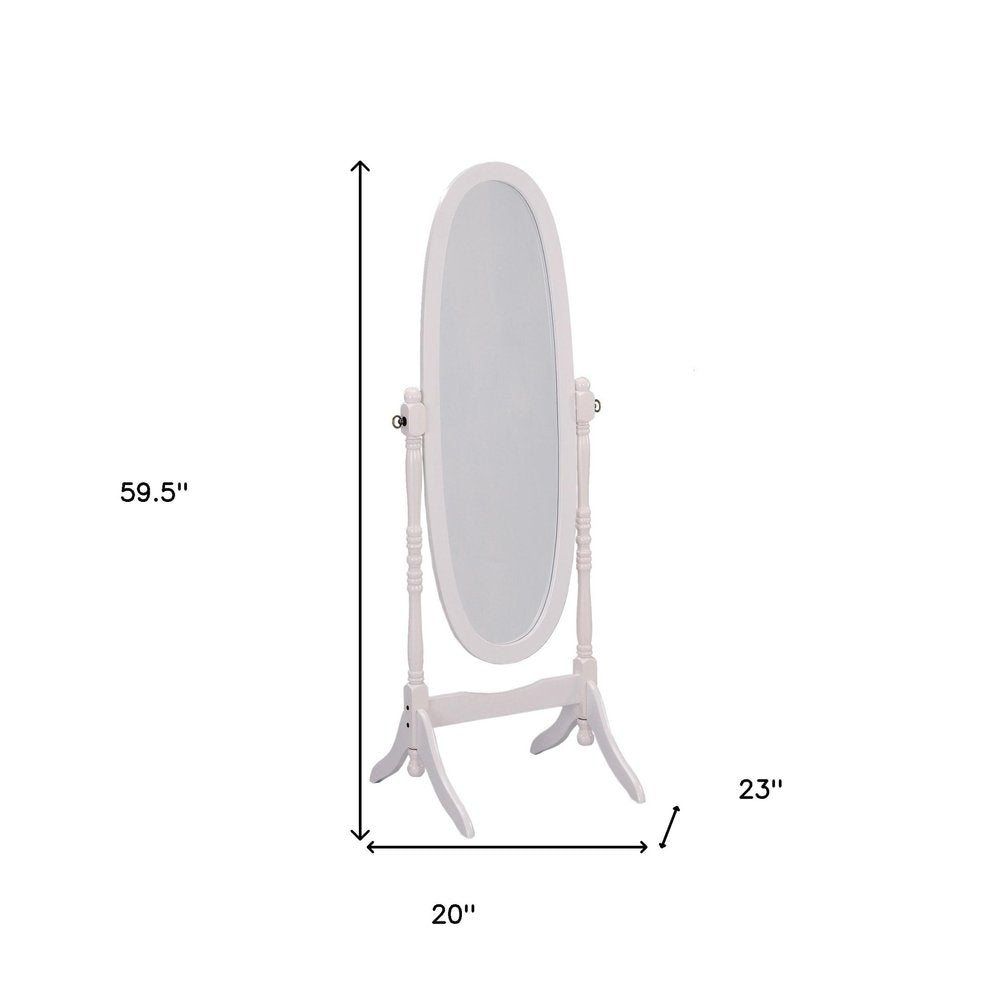 Natural Wood Oval Freestanding Tilting Framed Cheval Mirror - 59-inch