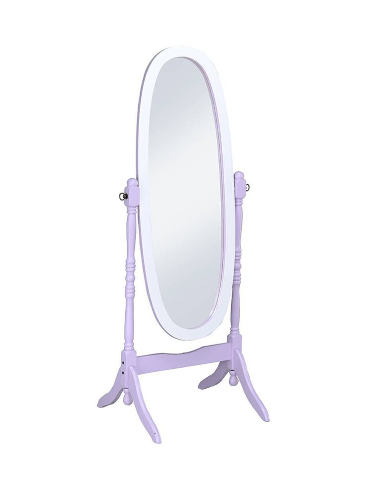 Purple and White Wood Freestanding Oval Framed Cheval Mirror - 59-inch