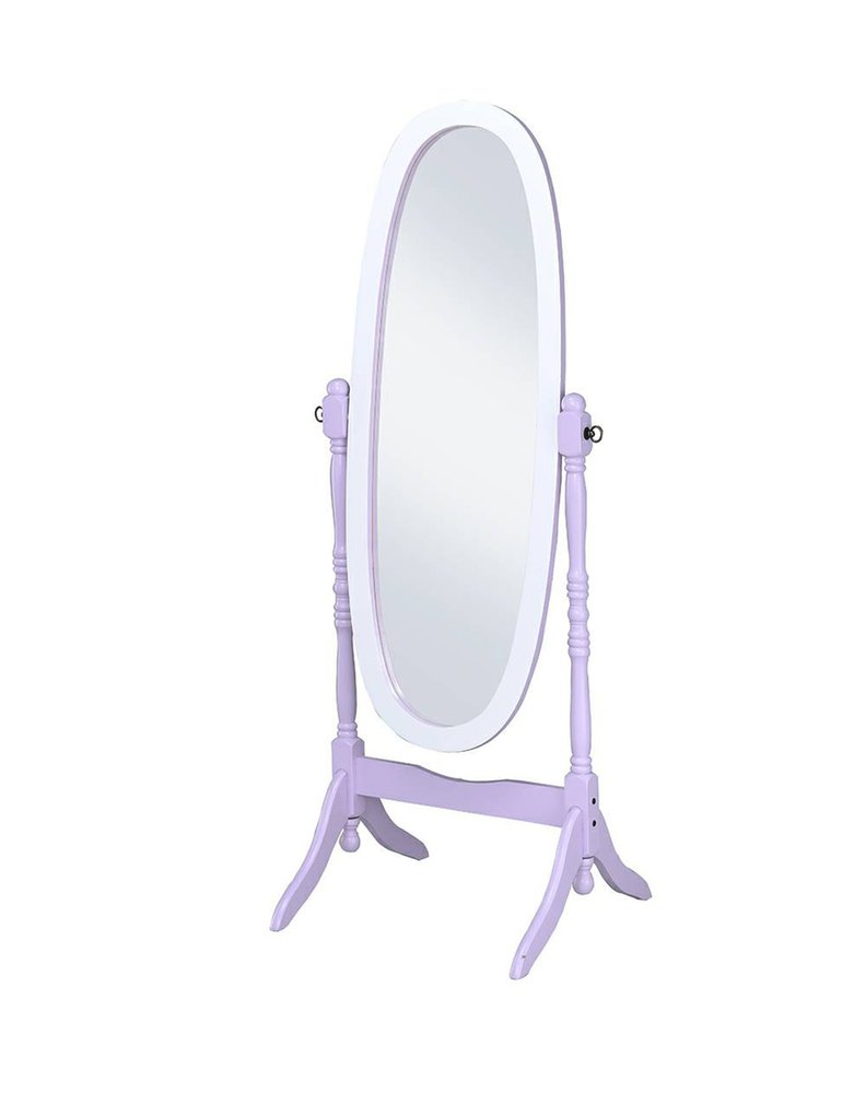 Purple and White Wood Freestanding Oval Framed Cheval Mirror - 59-inch