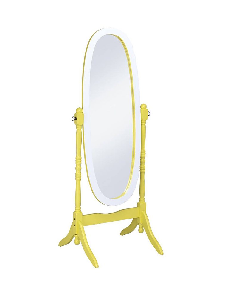 Purple and White Wood Freestanding Oval Framed Cheval Mirror - 59-inch