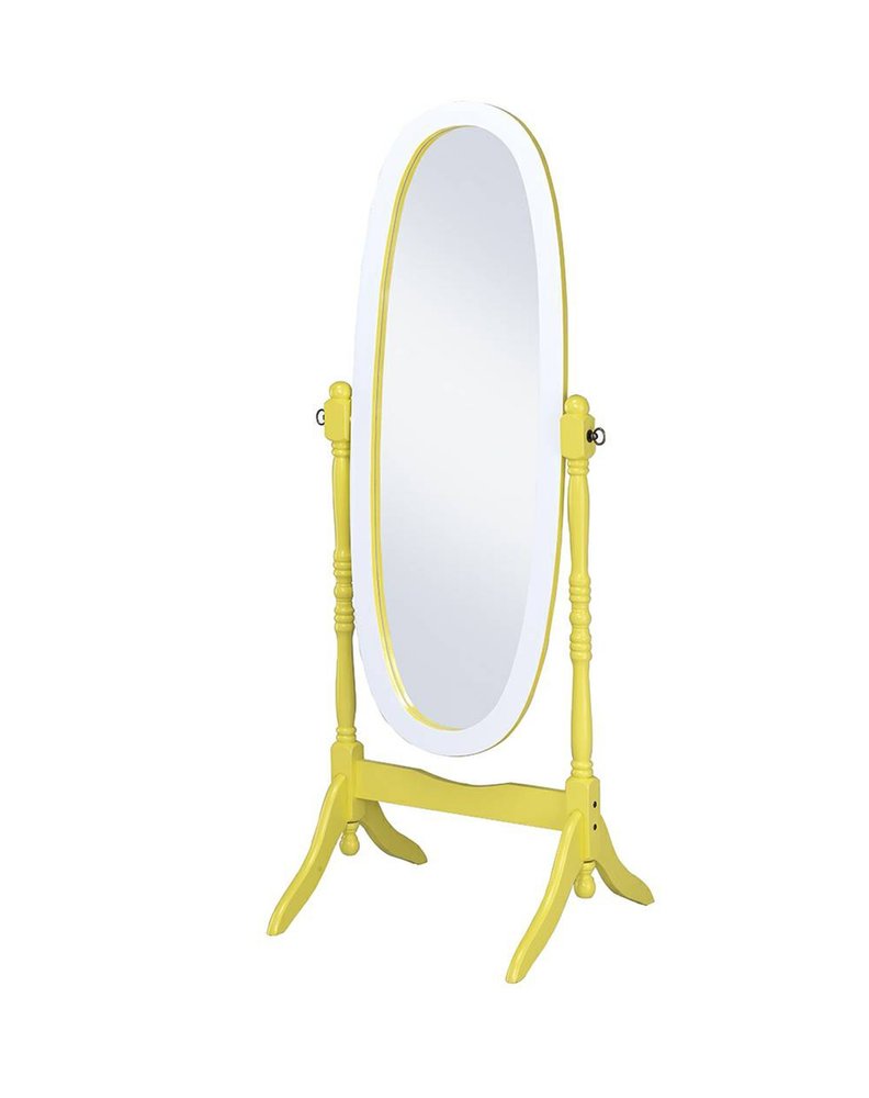 Purple and White Wood Freestanding Oval Framed Cheval Mirror - 59-inch