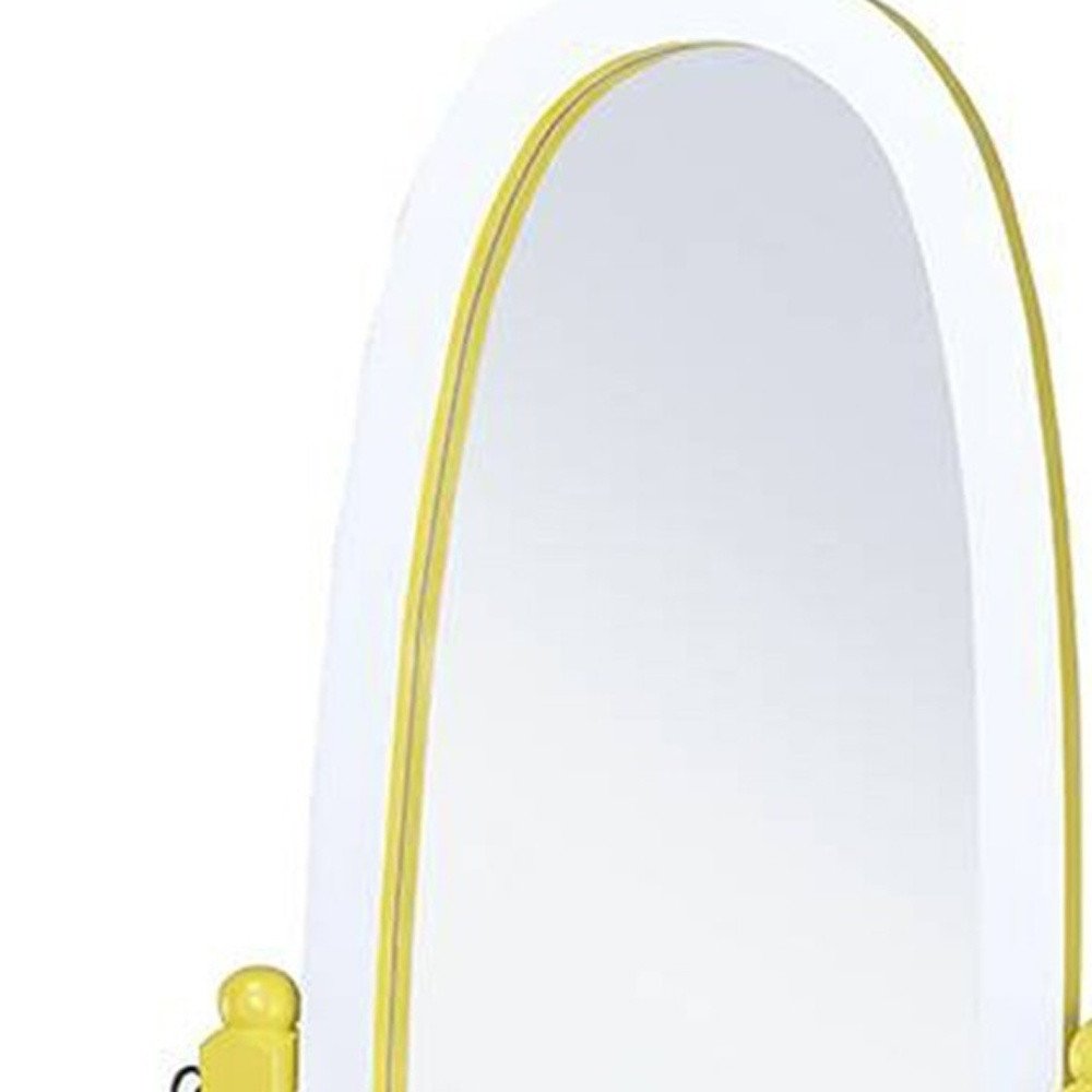 Purple and White Wood Freestanding Oval Framed Cheval Mirror - 59-inch