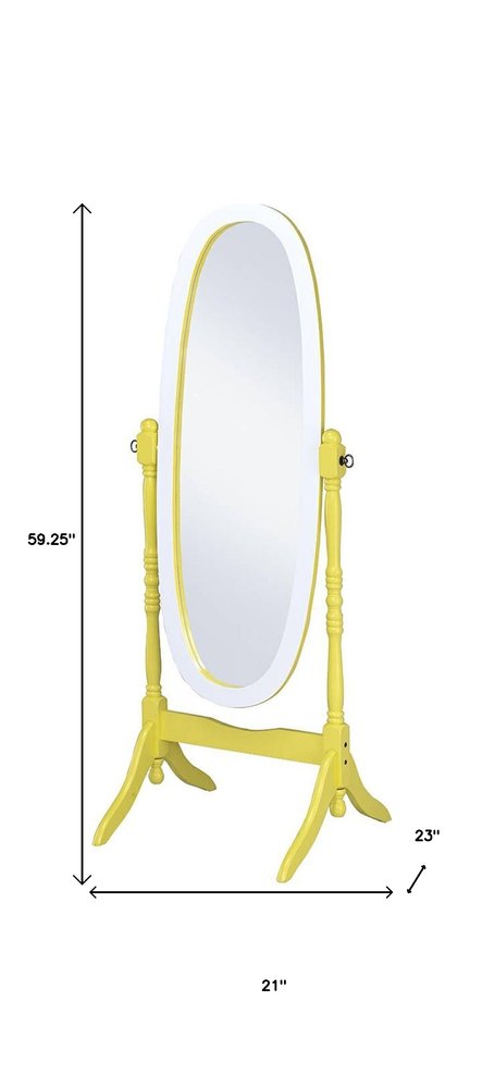 Purple and White Wood Freestanding Oval Framed Cheval Mirror - 59-inch