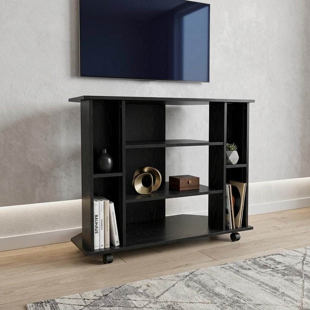 Black Open Shelving TV Stand - 35-inch