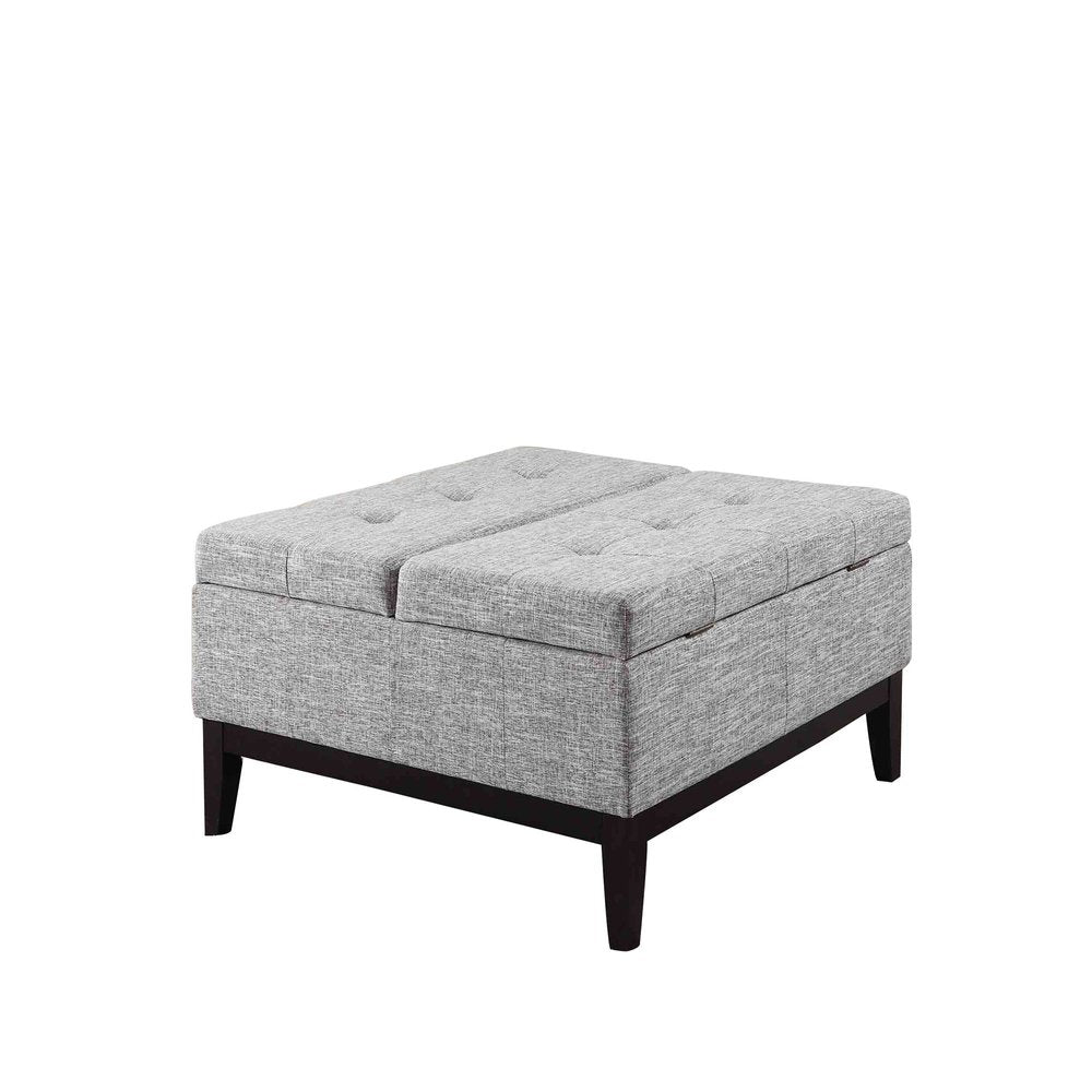 Light Gray Linen and Black Tufted Storage - 36-inch