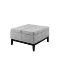 Light Gray Linen and Black Tufted Storage - 36-inch