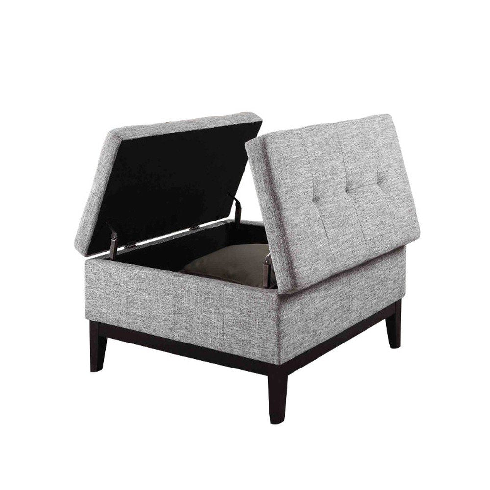 Light Gray Linen and Black Tufted Storage - 36-inch