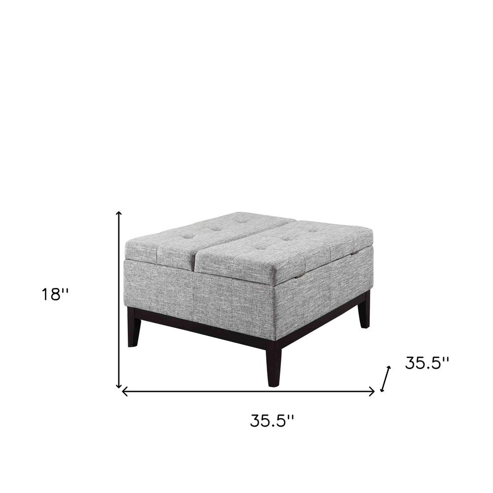 Light Gray Linen and Black Tufted Storage - 36-inch