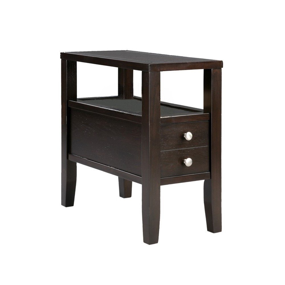 Brown End Table with Two Drawers - 24-inch