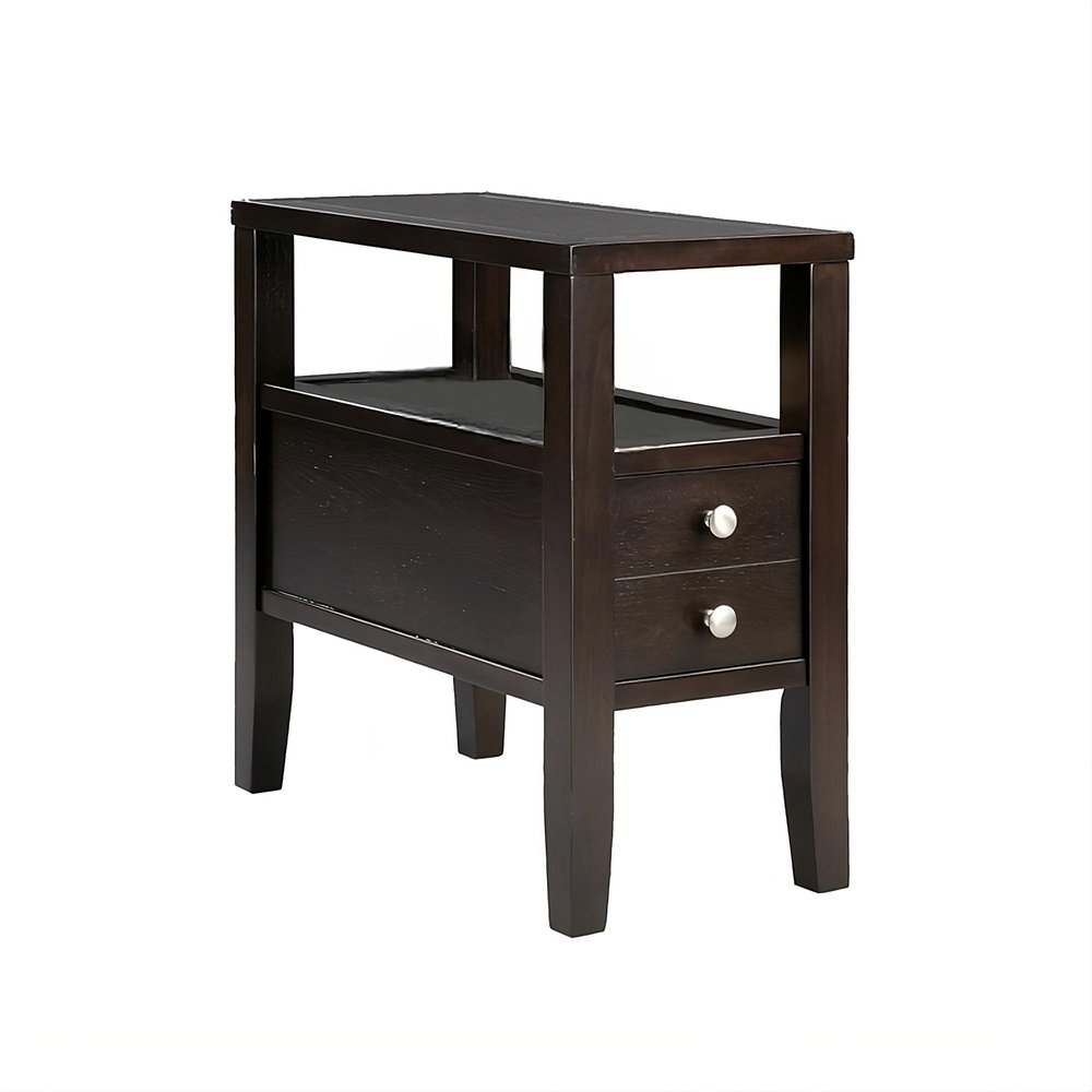 Brown End Table with Two Drawers - 24-inch