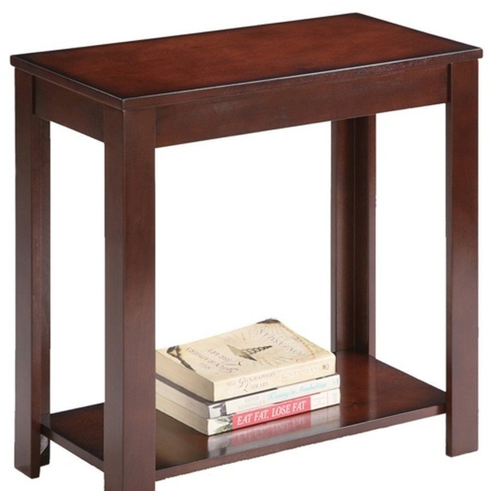 Brown End Table with Shelf - 24-inch
