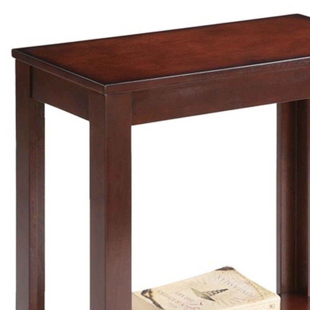 Brown End Table with Shelf - 24-inch
