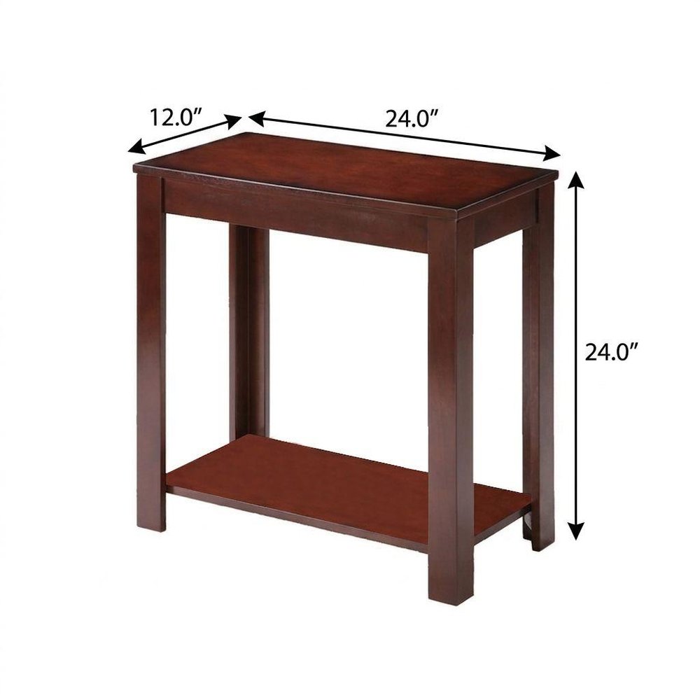 Brown End Table with Shelf - 24-inch