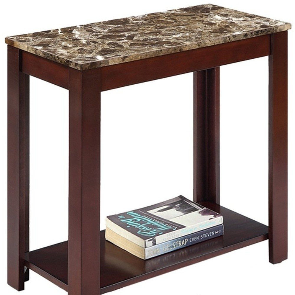 Brown End Table with Shelf - 24-inch