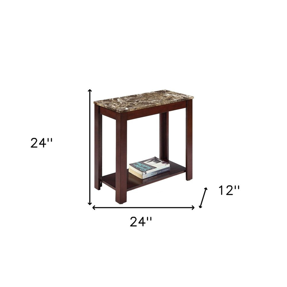 Brown End Table with Shelf - 24-inch