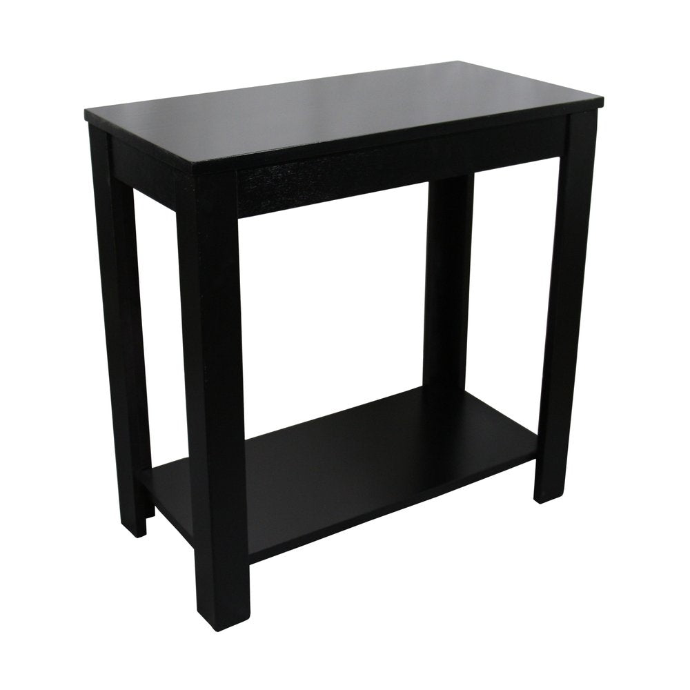 Black End Table with Shelf - 24-inch