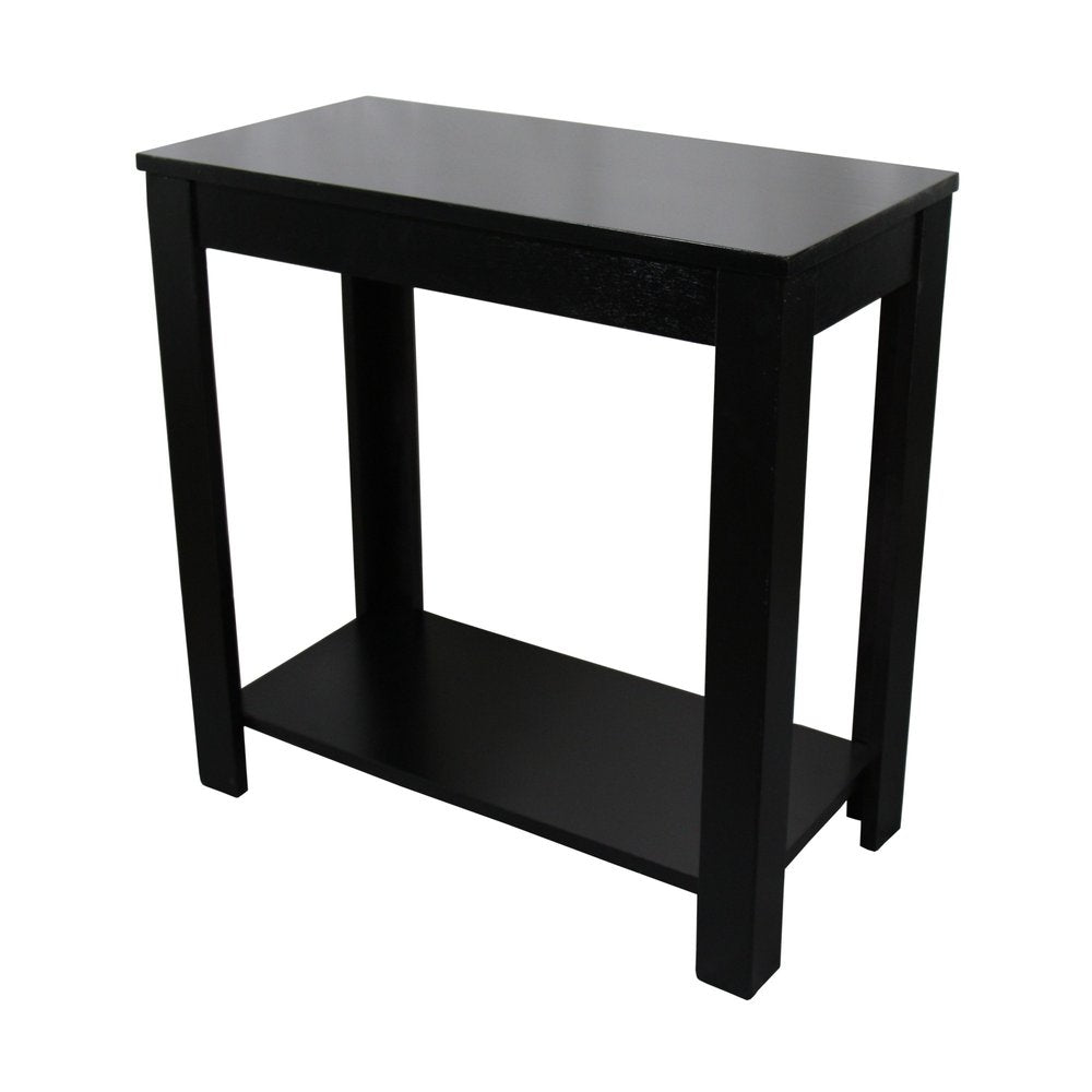 Black End Table with Shelf - 24-inch