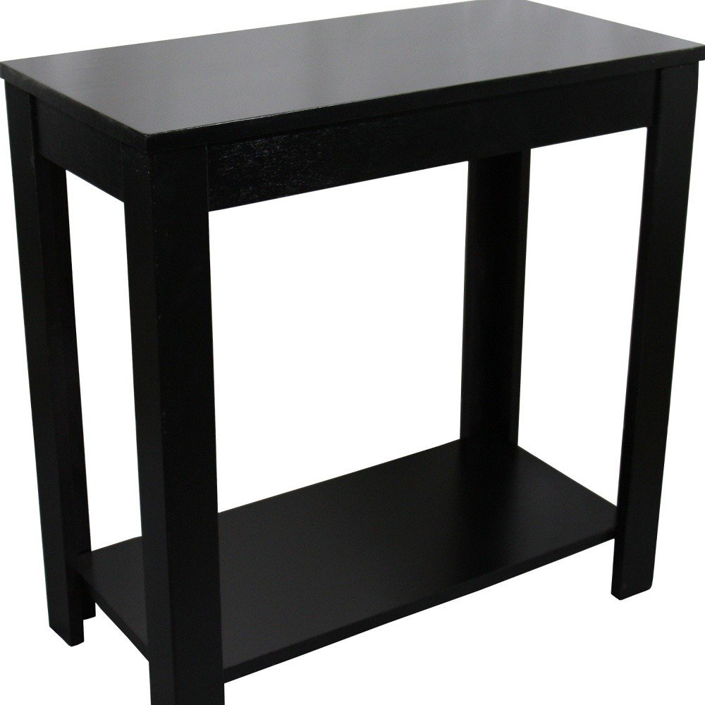 Black End Table with Shelf - 24-inch