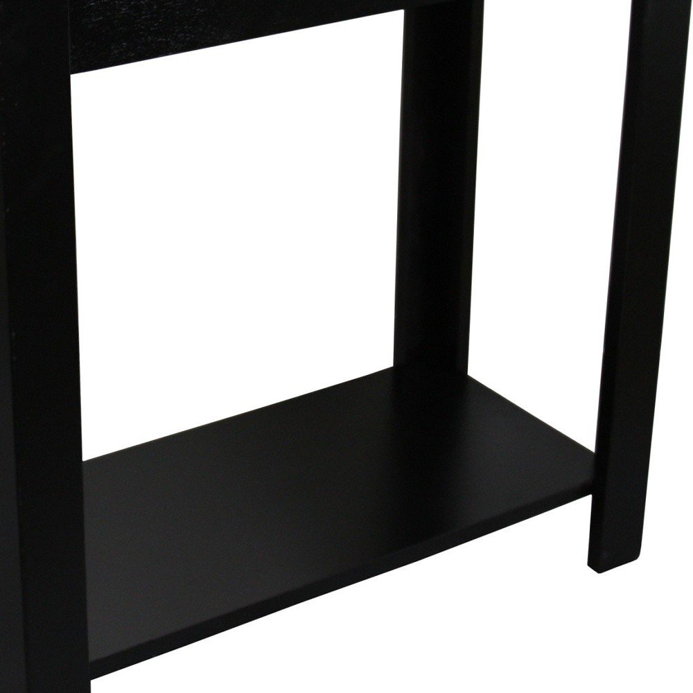 Black End Table with Shelf - 24-inch