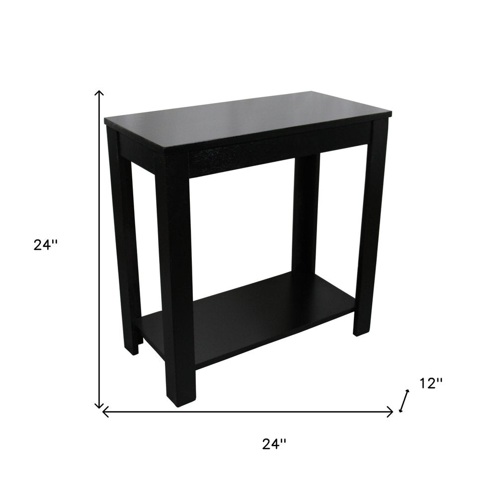 Black End Table with Shelf - 24-inch