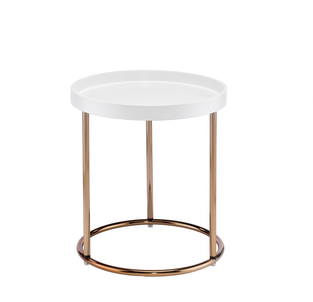 Copper and White Round End Table - 22-inch
