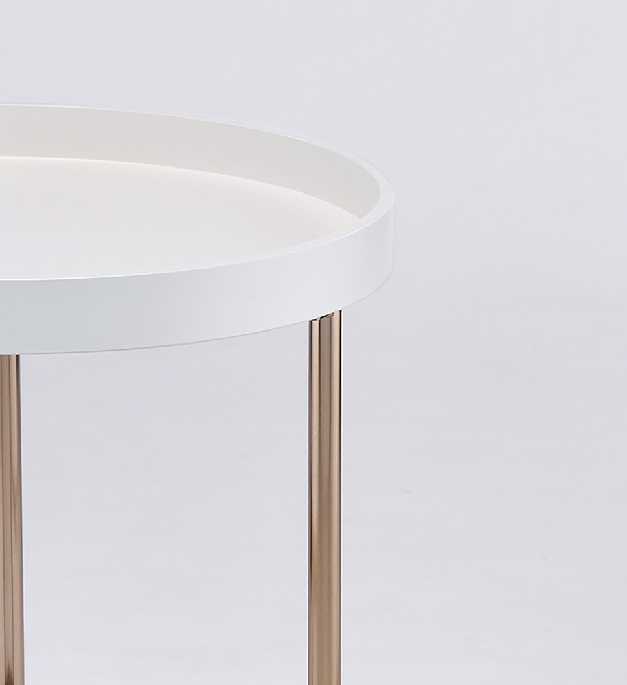 Copper and White Round End Table - 22-inch