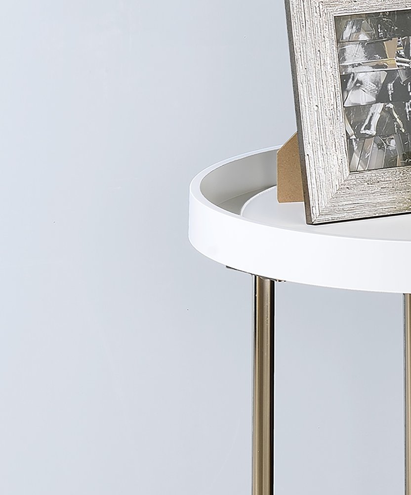 Copper and White Round End Table - 22-inch