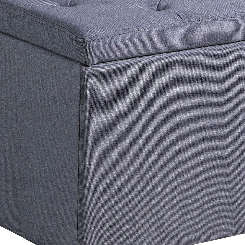 Dark Gray Linen Tufted Storage Ottoman - 17-inch