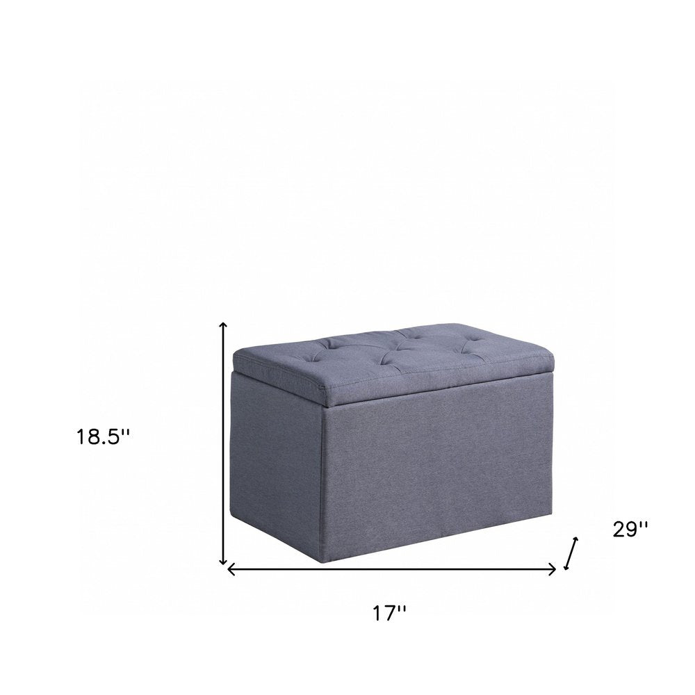 Dark Gray Linen Tufted Storage Ottoman - 17-inch