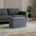 Dark Gray Linen Tufted Storage Ottoman - 17-inch