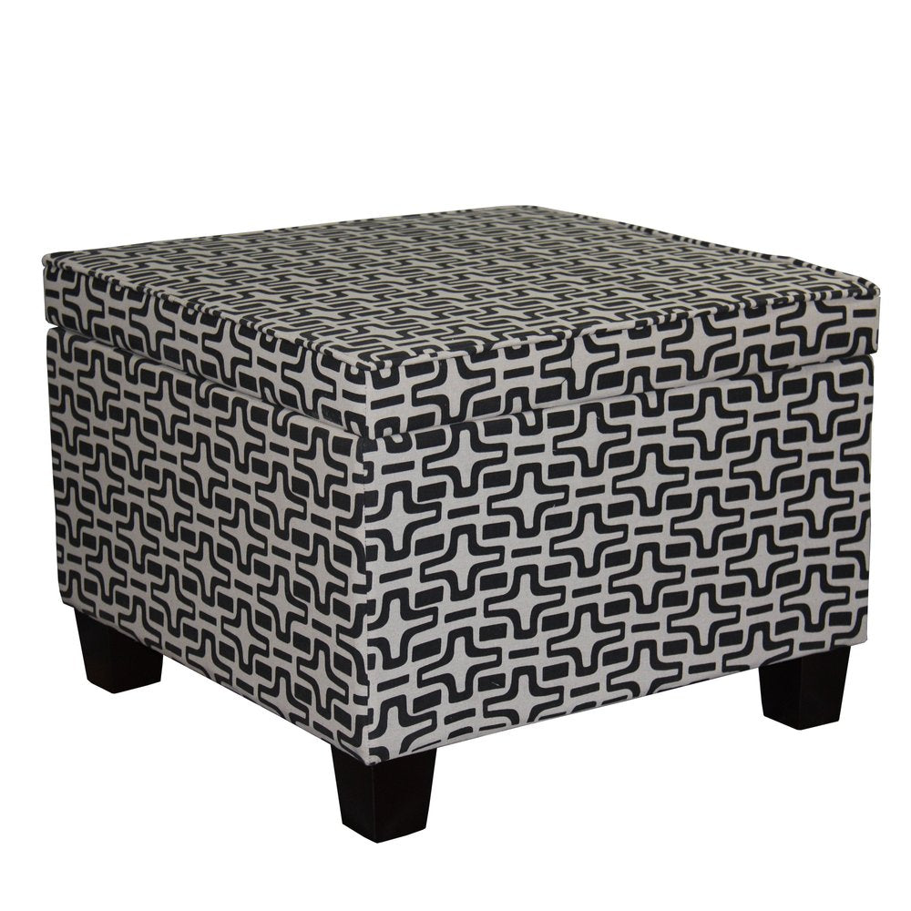 Black and White Polyester Blend and Black Geometric Storage - 25-inch
