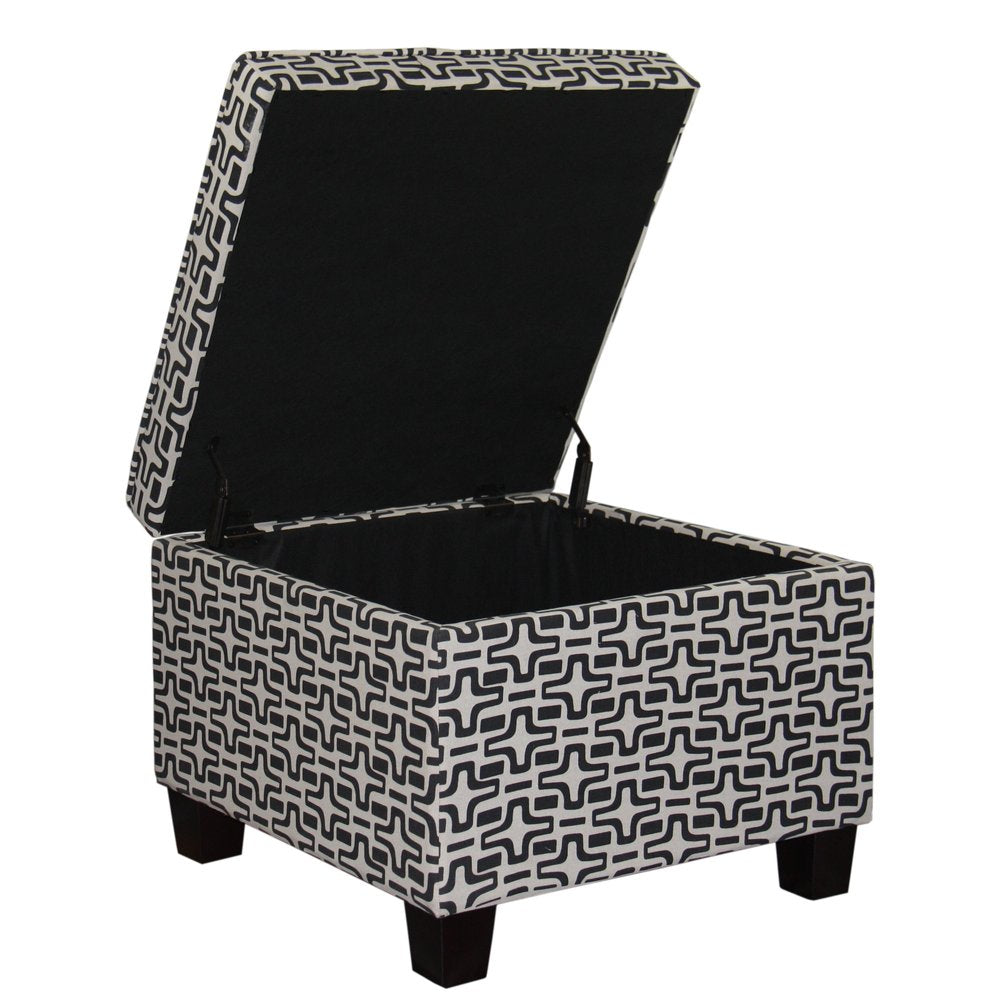 Black and White Polyester Blend and Black Geometric Storage - 25-inch