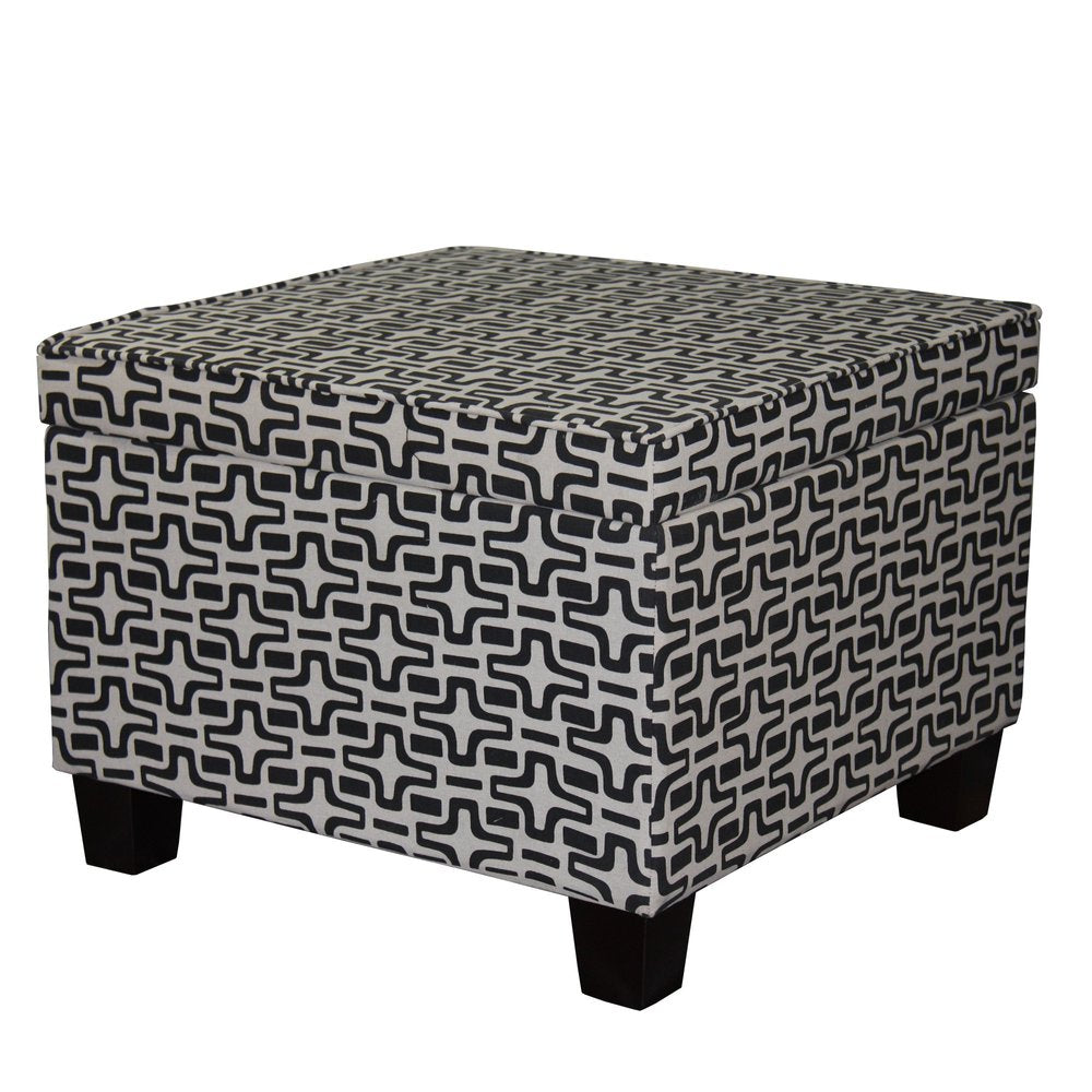 Black and White Polyester Blend and Black Geometric Storage - 25-inch