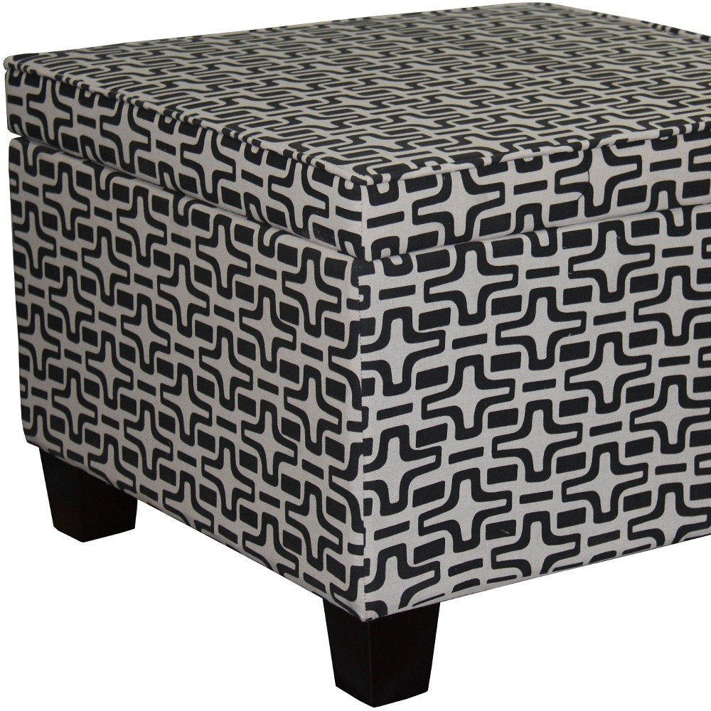Black and White Polyester Blend and Black Geometric Storage - 25-inch