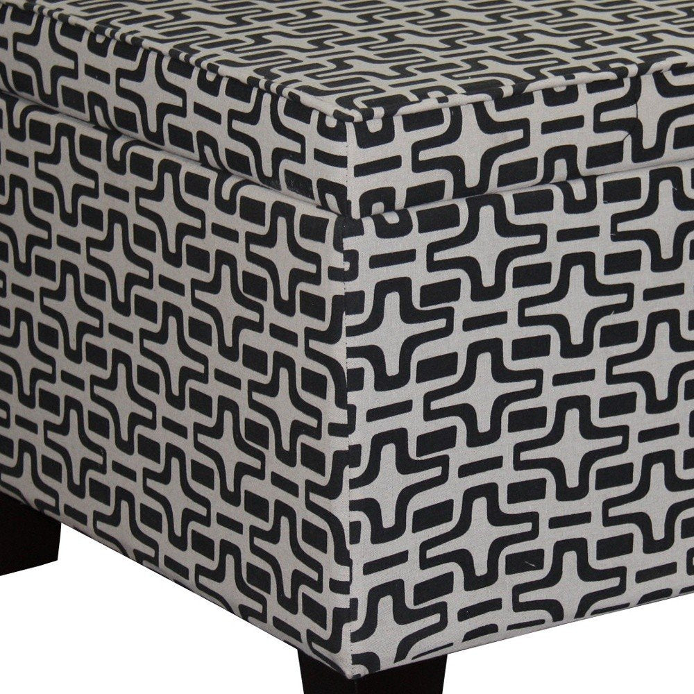 Black and White Polyester Blend and Black Geometric Storage - 25-inch