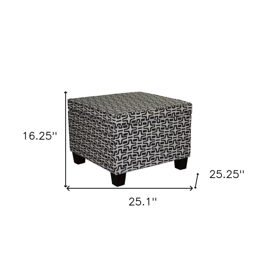 Black and White Polyester Blend and Black Geometric Storage - 25-inch