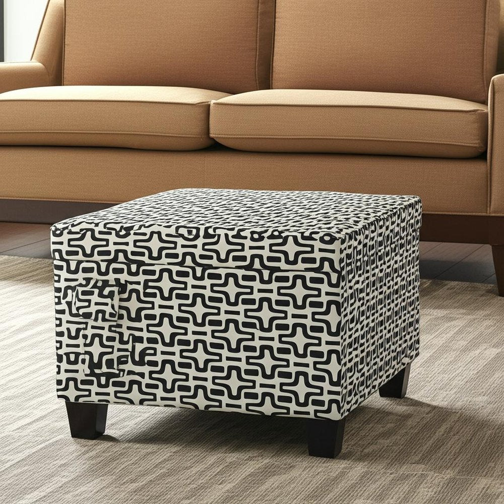 Black and White Polyester Blend and Black Geometric Storage - 25-inch