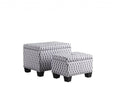 Gray White Black Gray and White Fabric Tufted Storage Ottoman
