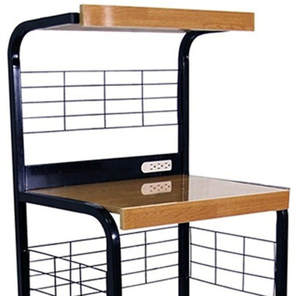 Black and Natural 26 Rolling Kitchen Cart with Storage