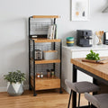 Black and Natural 26 Rolling Kitchen Cart with Storage