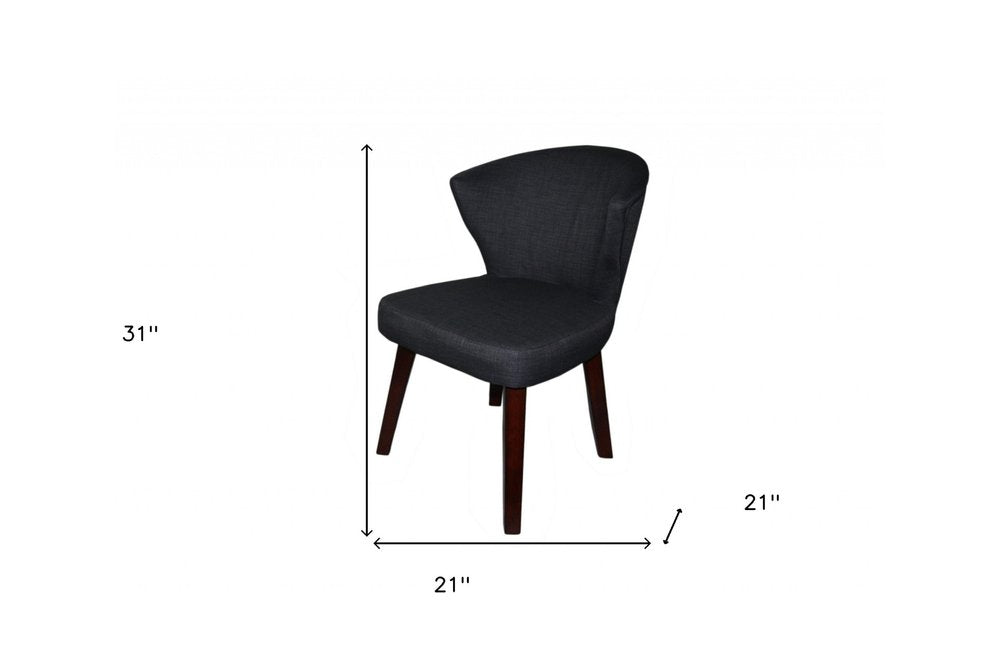 Charcoal and Espresso Cotton and Solid Wood Dining Side Chair
