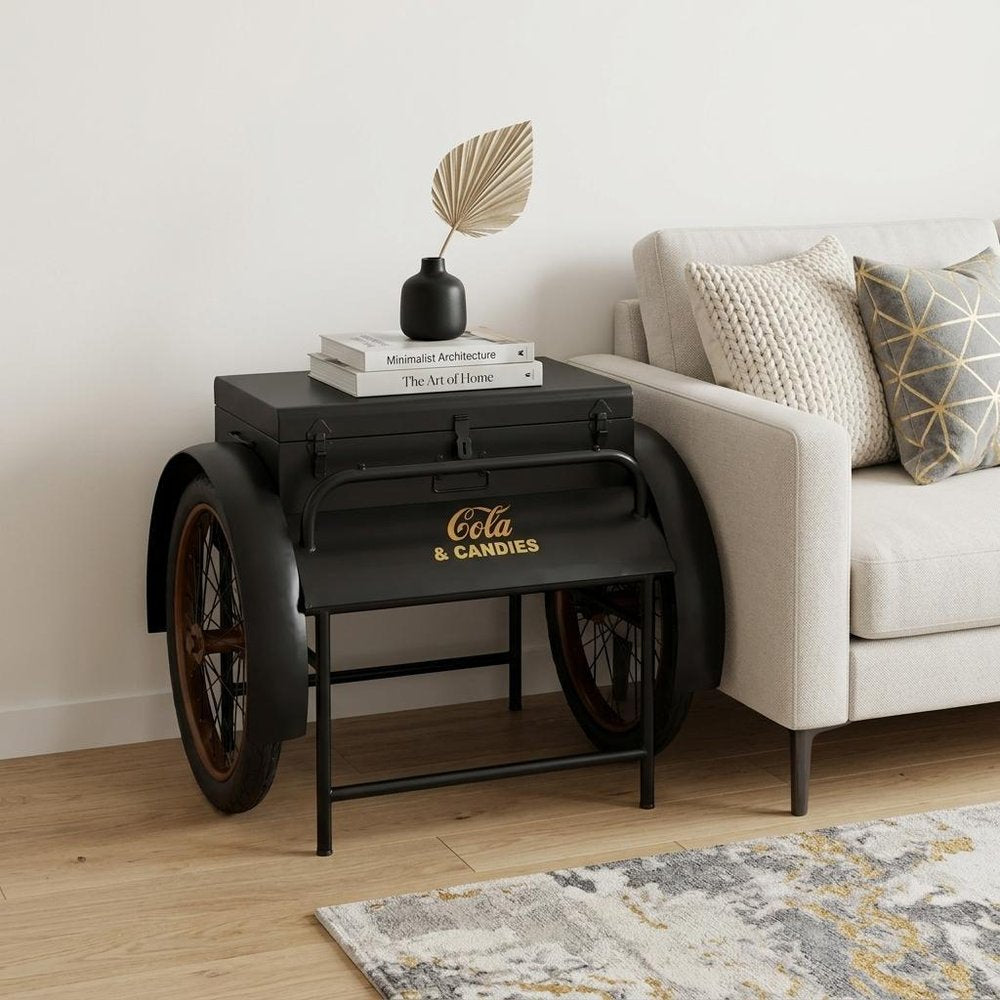 Black Steel End Table - 27-inch